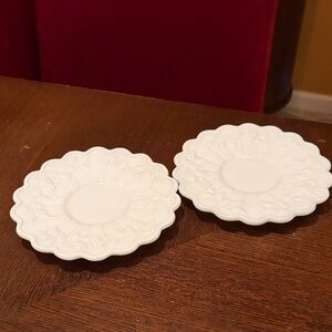 Elegant Westmoreland White Milk Glass Scalloped Edge Plates (2)